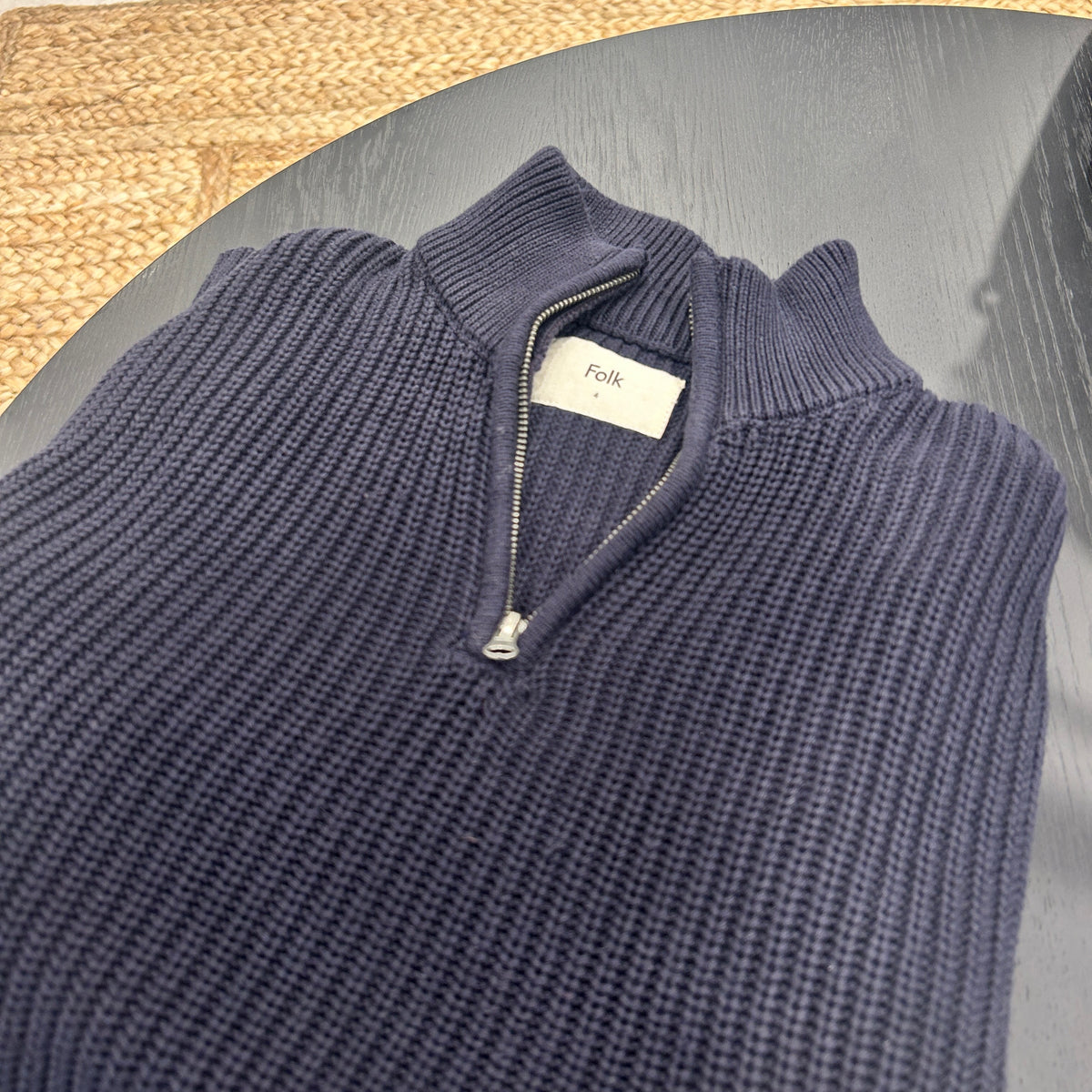 Folk quarter zip rib jumper Navy Size 4