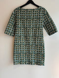 COS retro look mini dress Teal/Olive/Grey Size 34