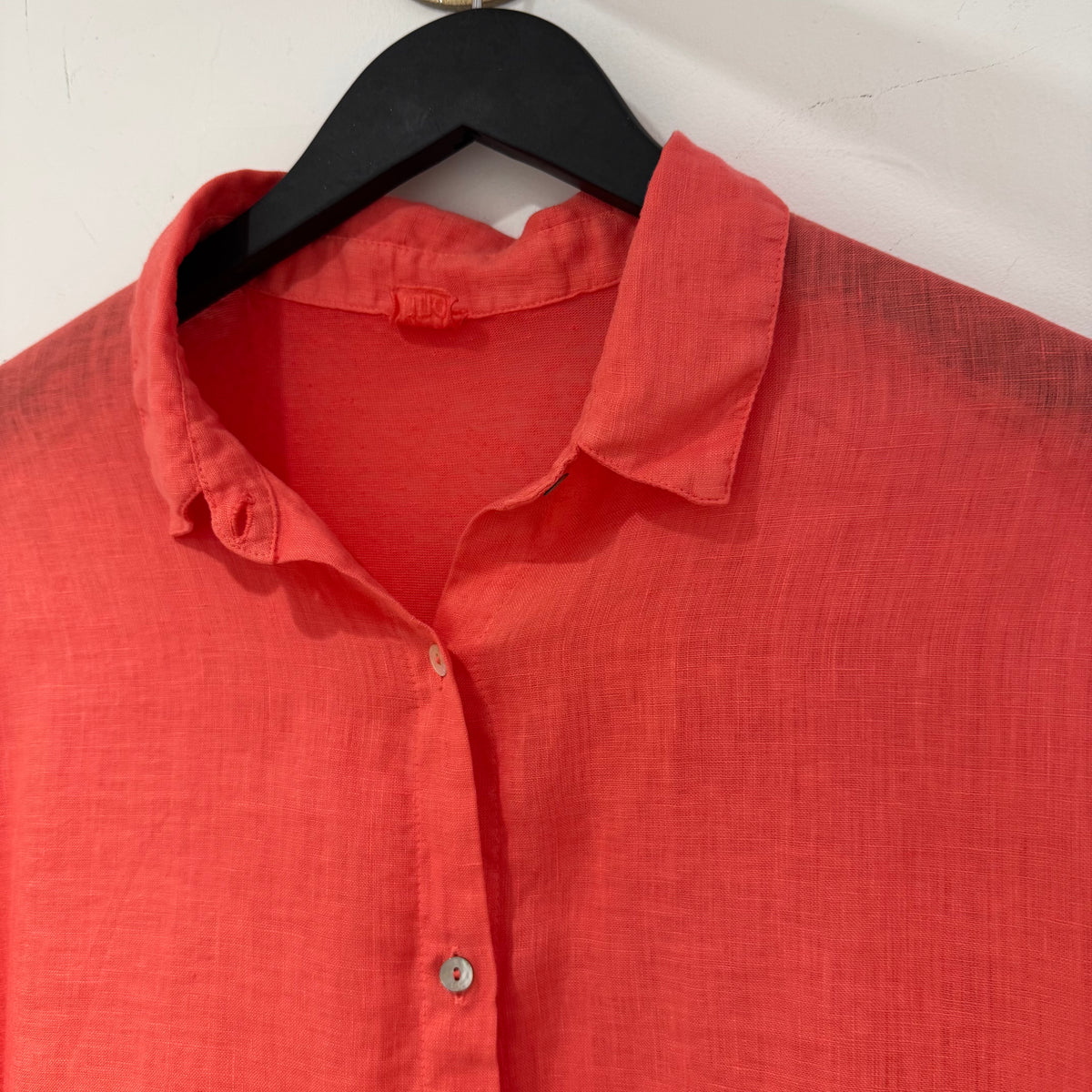 120% Lino linen contrast back Shirt Coral Size Medium