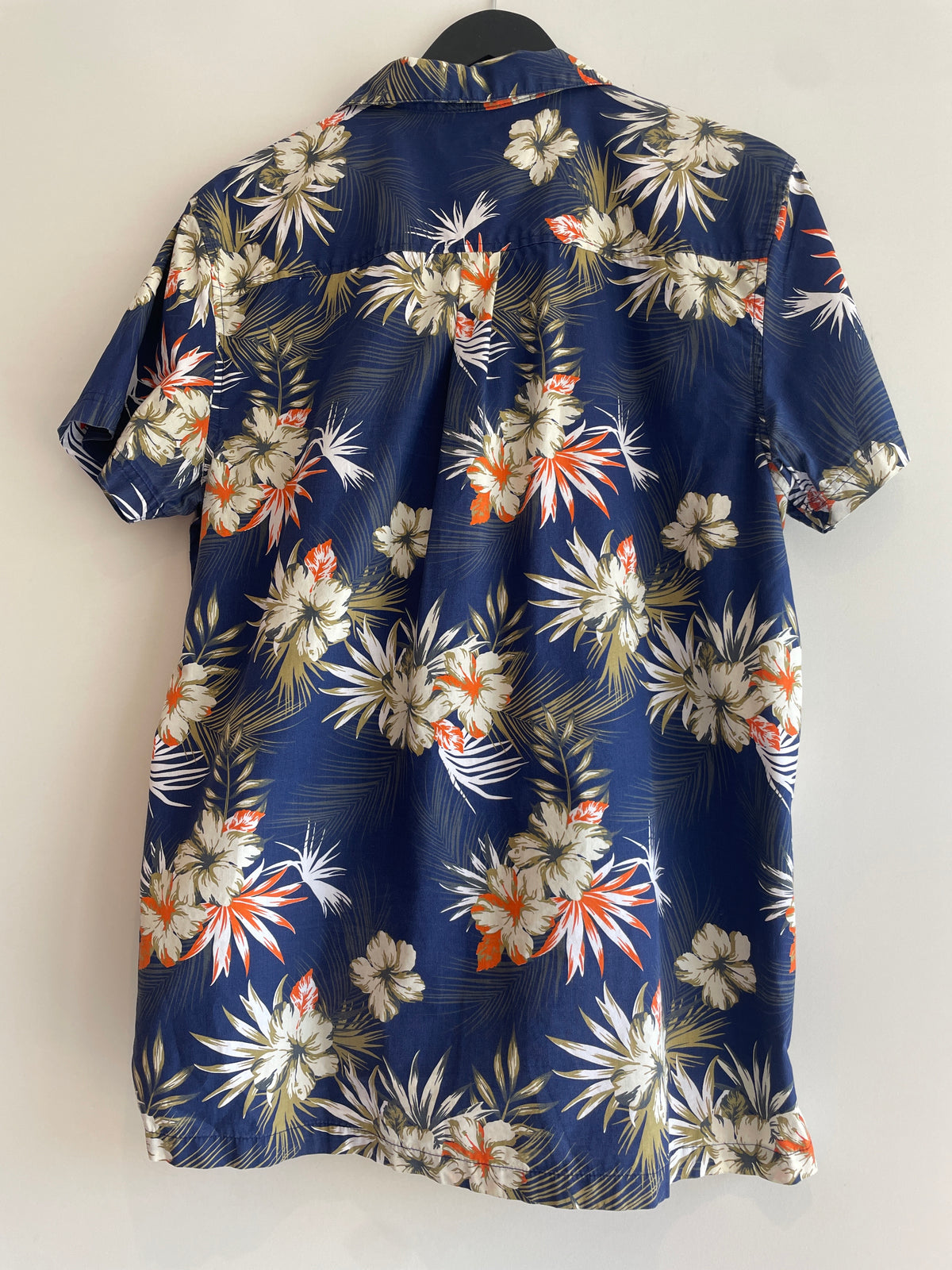 Broken SS Shirt Tropical Flower Navy/Khaki/Orange Size Large