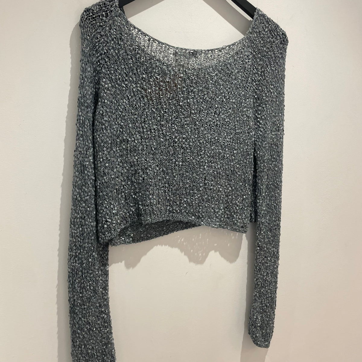 Sarah Pacini slub knit crop jumper Gunmetal OS