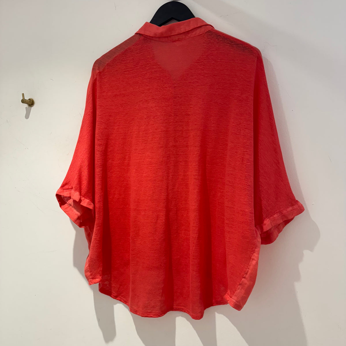 120% Lino linen contrast back Shirt Coral Size Medium