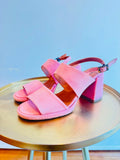 Esska Suede Block Heel Sandal Pink 5