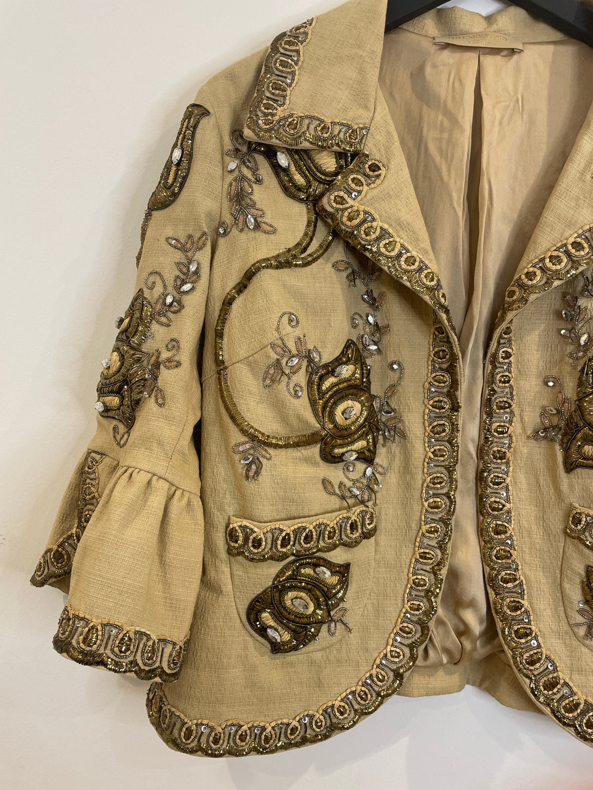 Love Sex Money Collection Embellished Jacket Pale Gold/Antique Gold Size IT46