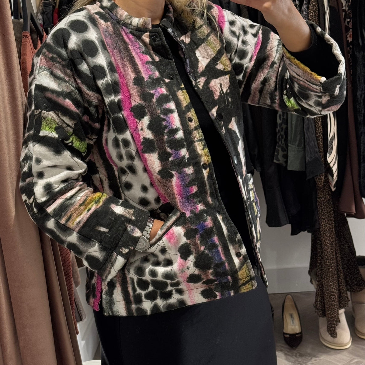 Bitte Kai Rand quilted print jacket Black/Multi Size Small