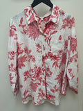 Monsoon linen print shirt Size 18 Ivory/coral Size 18