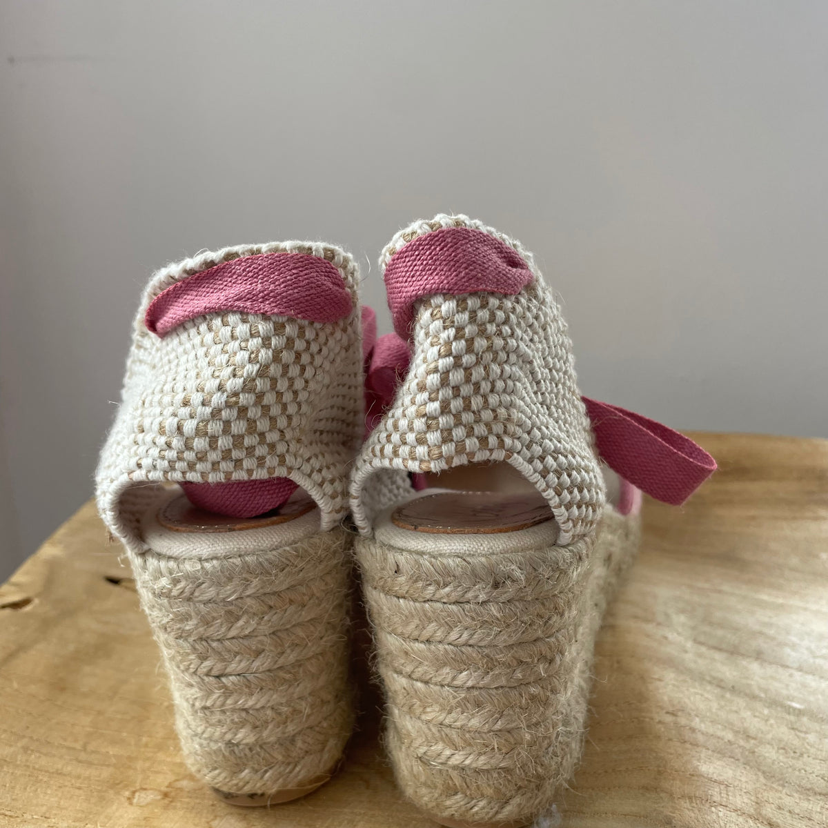 Boden woven espadrille Natural/pink Size 6