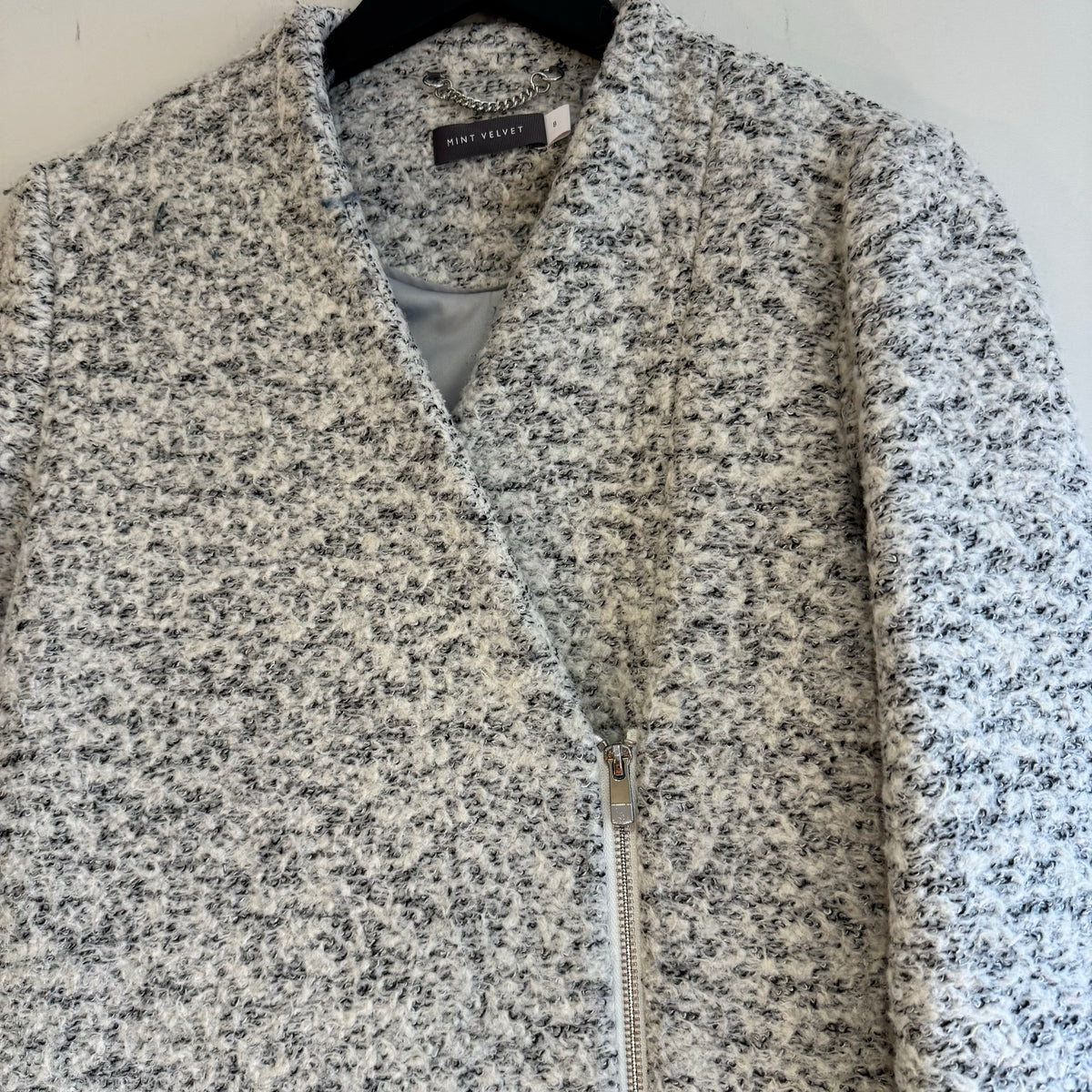 Mint Velvet fleck zip coat White/Grey Size 8