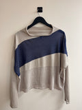 Sarah Pacini linen blend jumper Sand/blue O/S