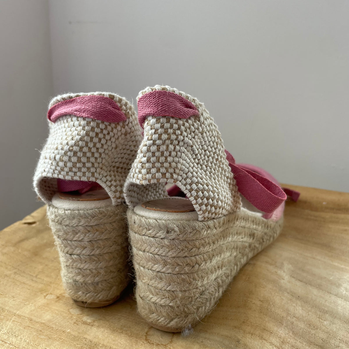 Boden woven espadrille Natural/pink Size 6