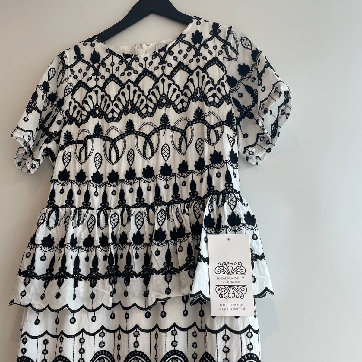 Never Fully Dressed tiered embroidery dress Black/white Size 14-16