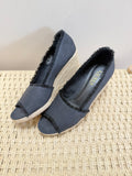 Lauren Ralph Lauren Black Fray Wedge Espadrille UK 5.5/6 US 8