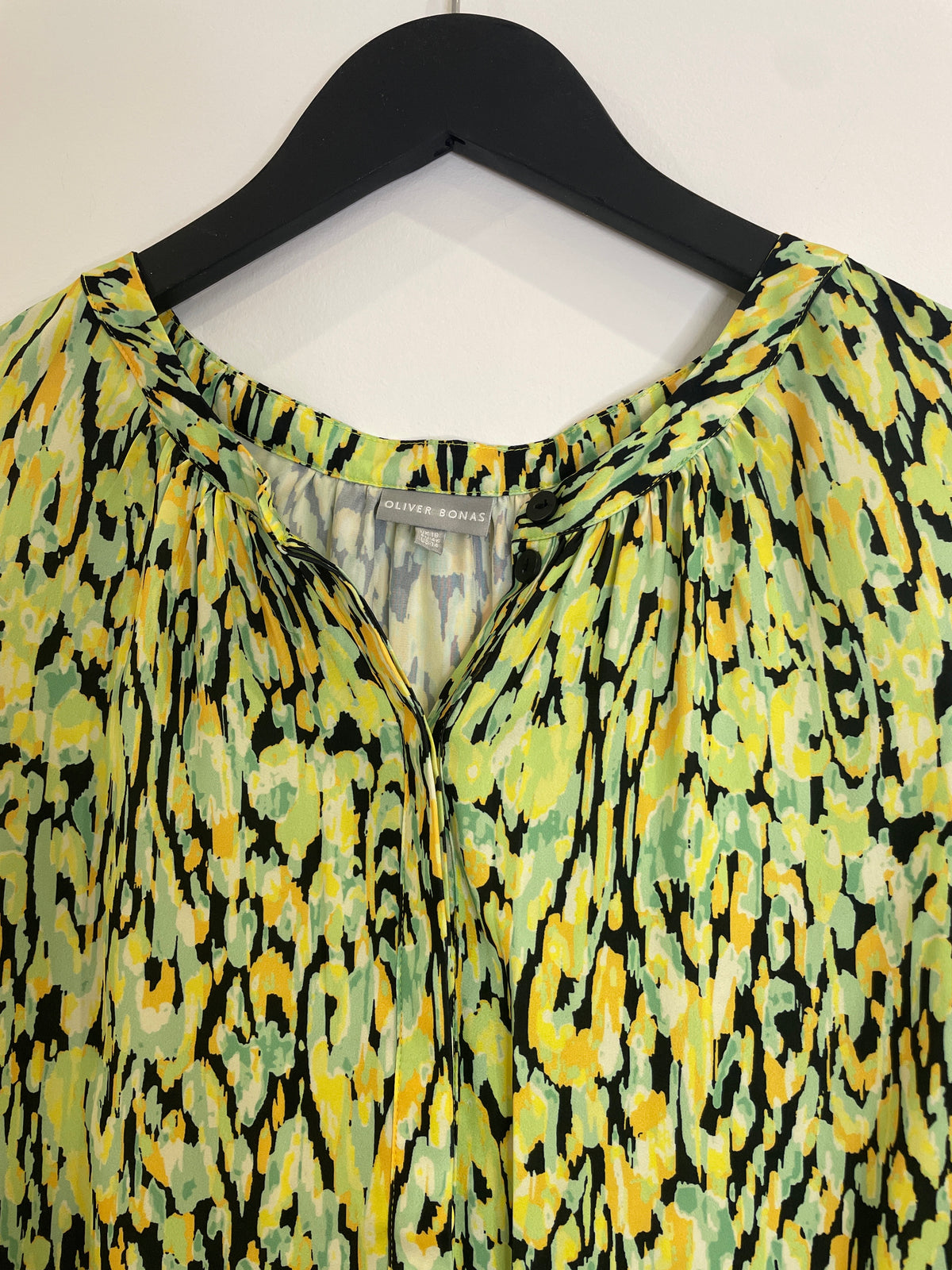 Oliver Bonas Midi Dress Smudge Print Lime/Citrus Size 18