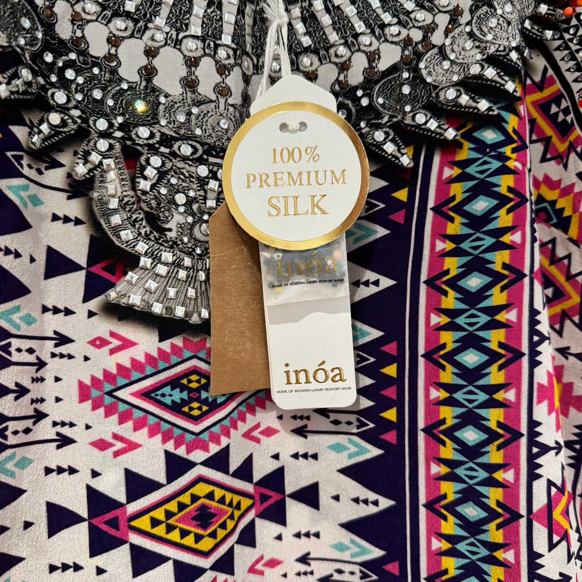 Inoa Silk Geo tribal embellished top Multi Size 0