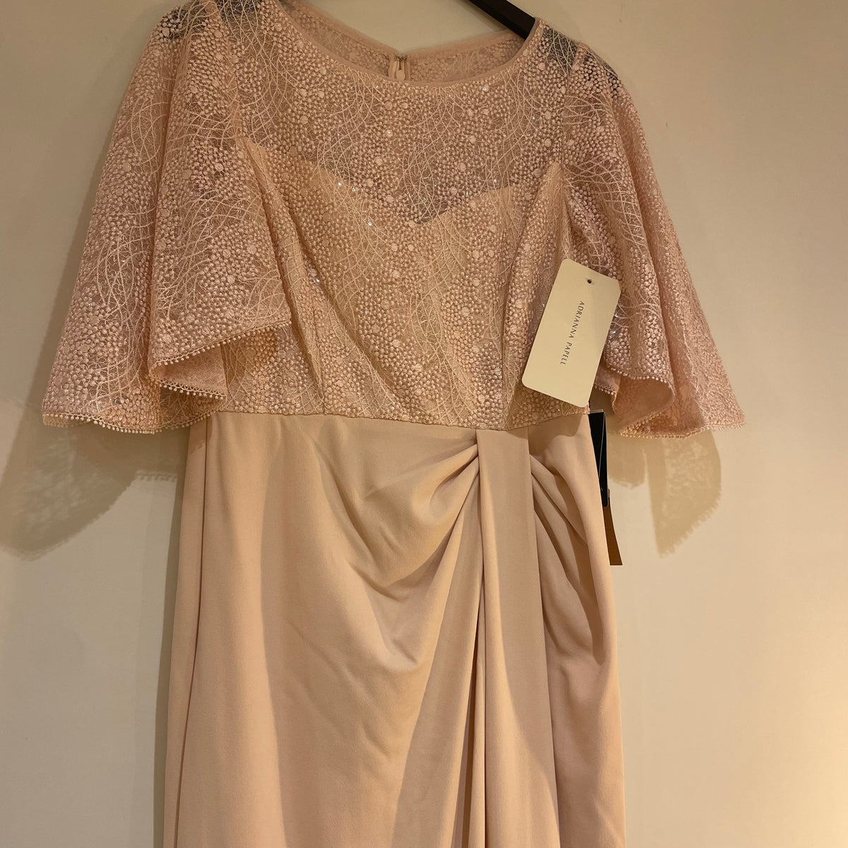 Adrianna Papell flutter sleeve gown Light Blush Size 12