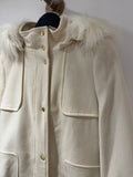 Planet Cashmere blend faux fur hooded coat Cream Size 10