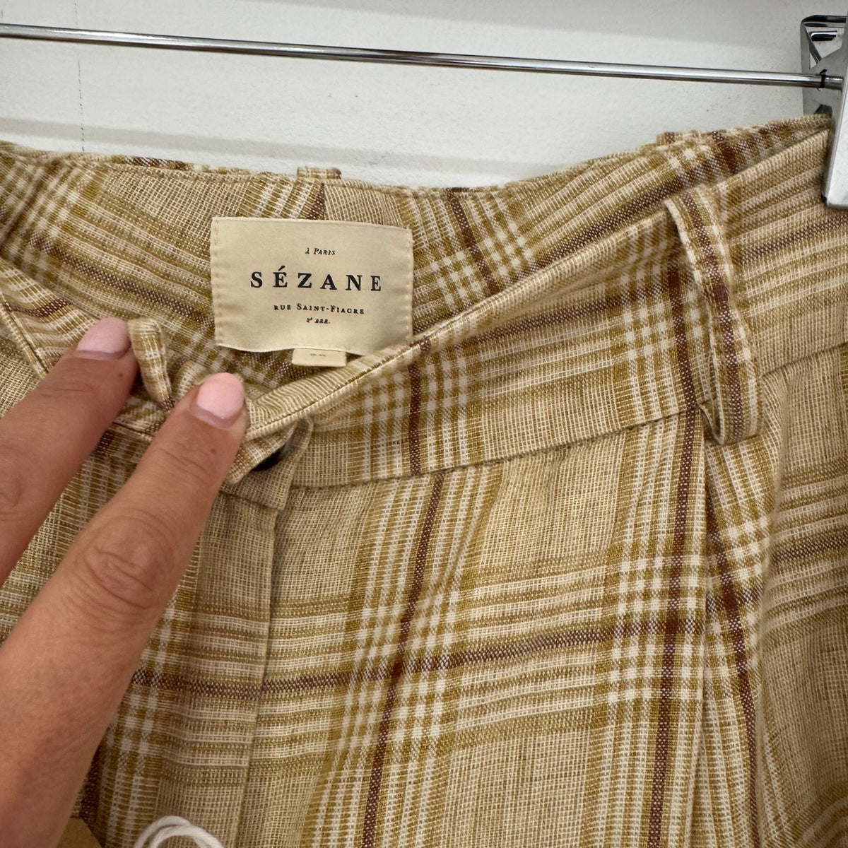Sezanne linen check trouser Beige 36