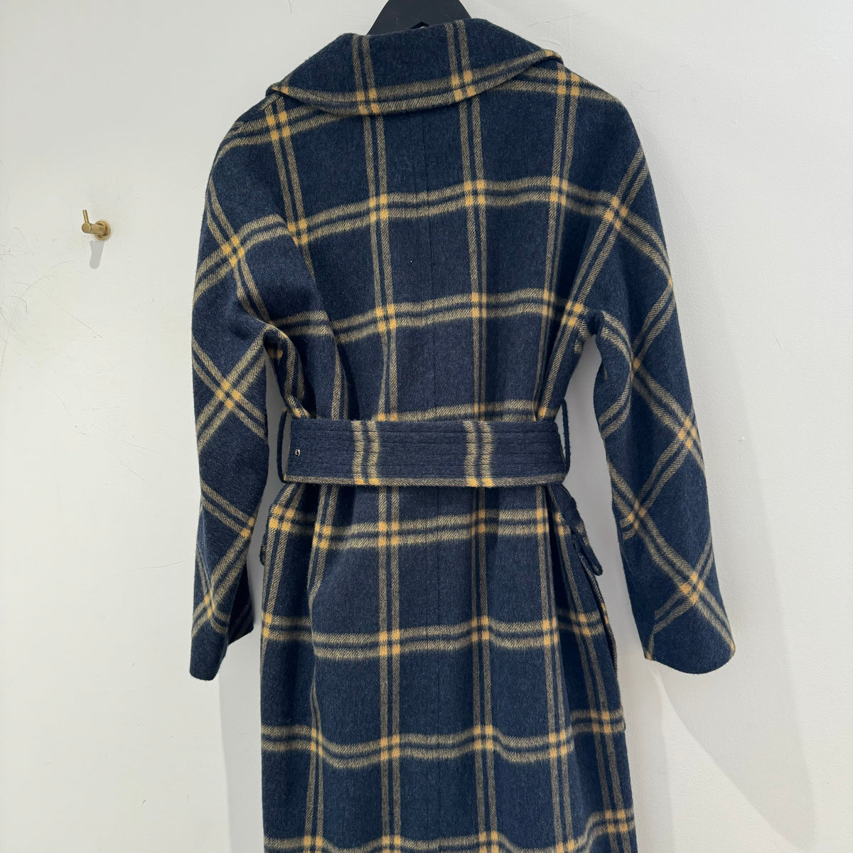 Ted Baker brushed wool check coat Navy Size 3