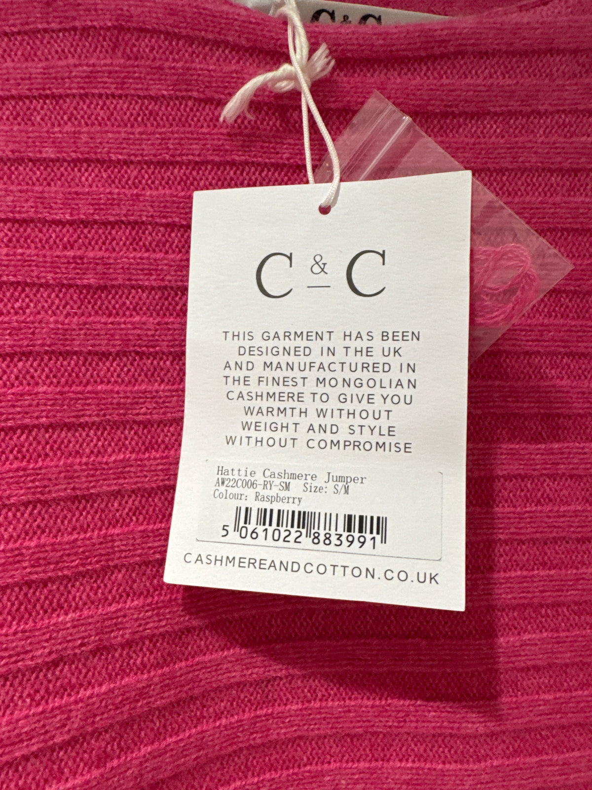 Cashmere & Cotton cashmere Jumper Raspberry Size S/M