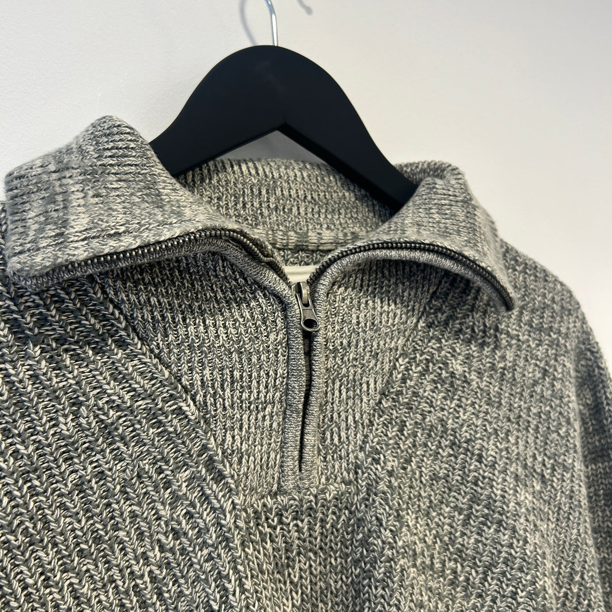 Folk ribbed quarter zip jumper Grey Marl Size 3