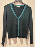 Oliver Bonas Cardigan Contrast Lurex Greens UK 12