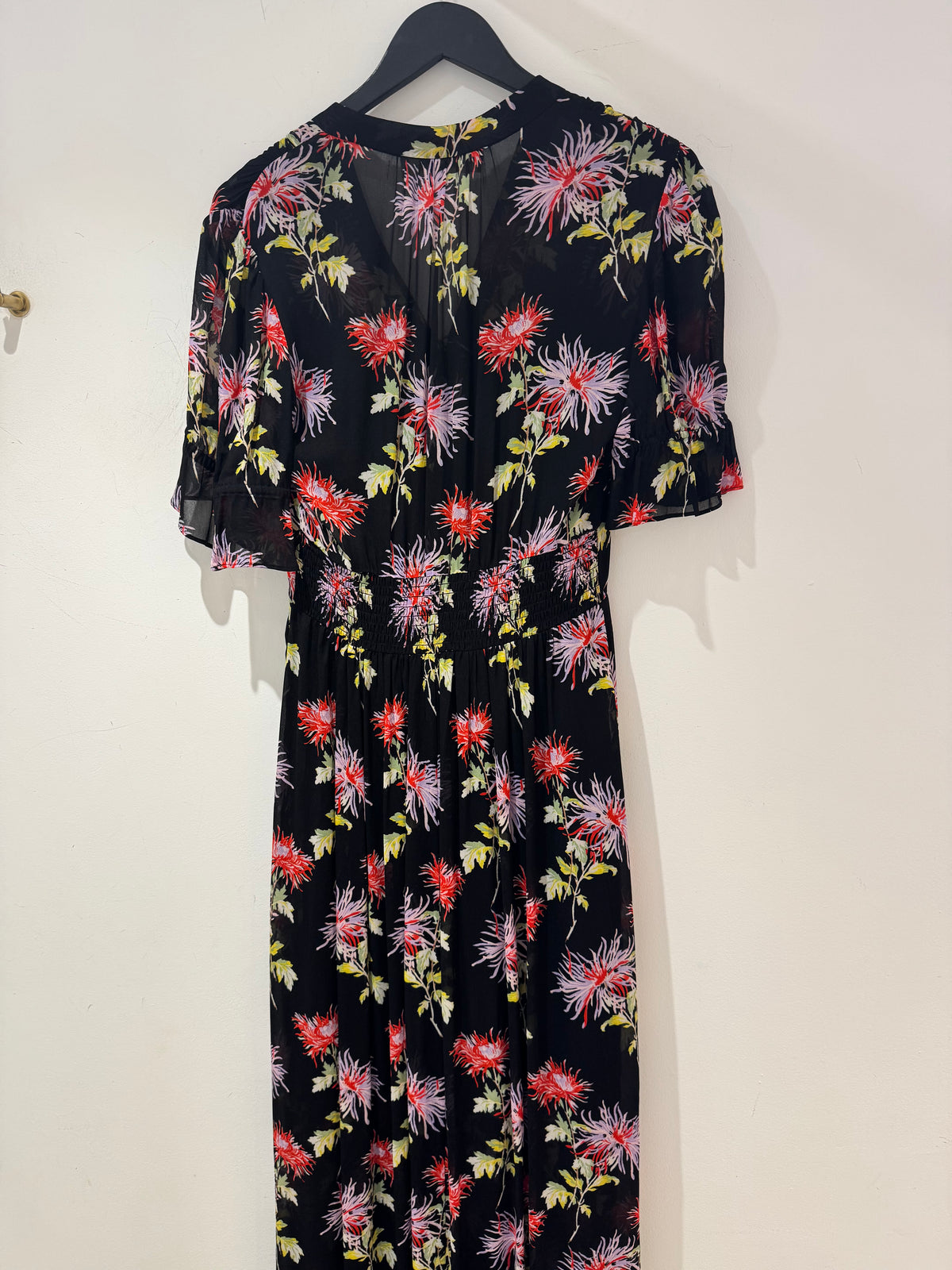 Diane Von Furstenburg Chrysanthemum print maxi dress Black/Red Size 8