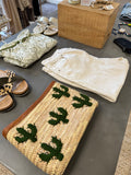 Artisan woven Cactus clutch Natural/Green O/S