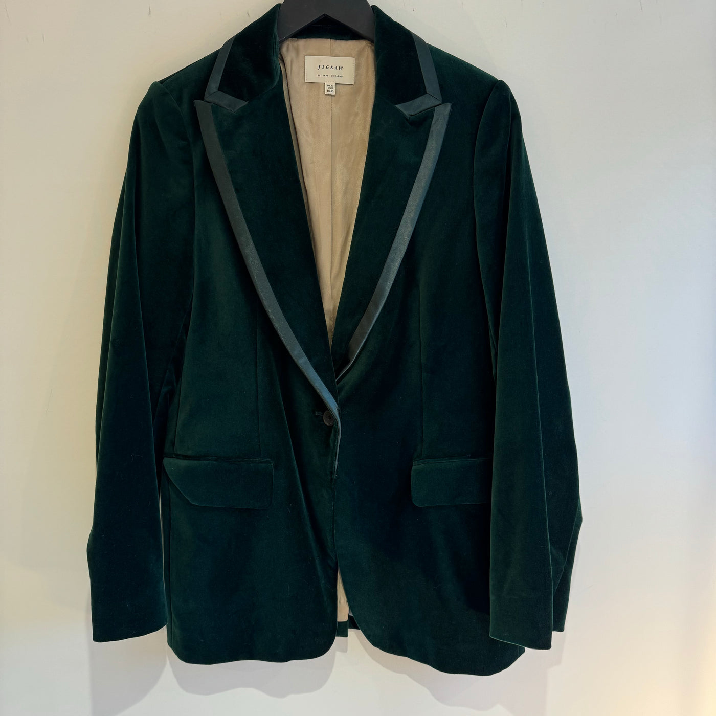 Jigsaw velvet tuxedo jacket Emerald 12 Willow Eve