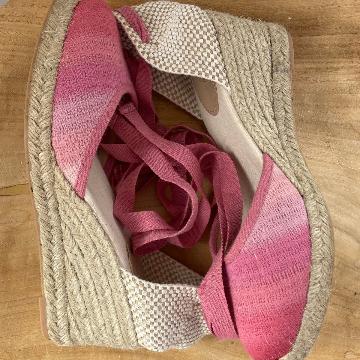 Boden woven espadrille Natural/pink Size 6