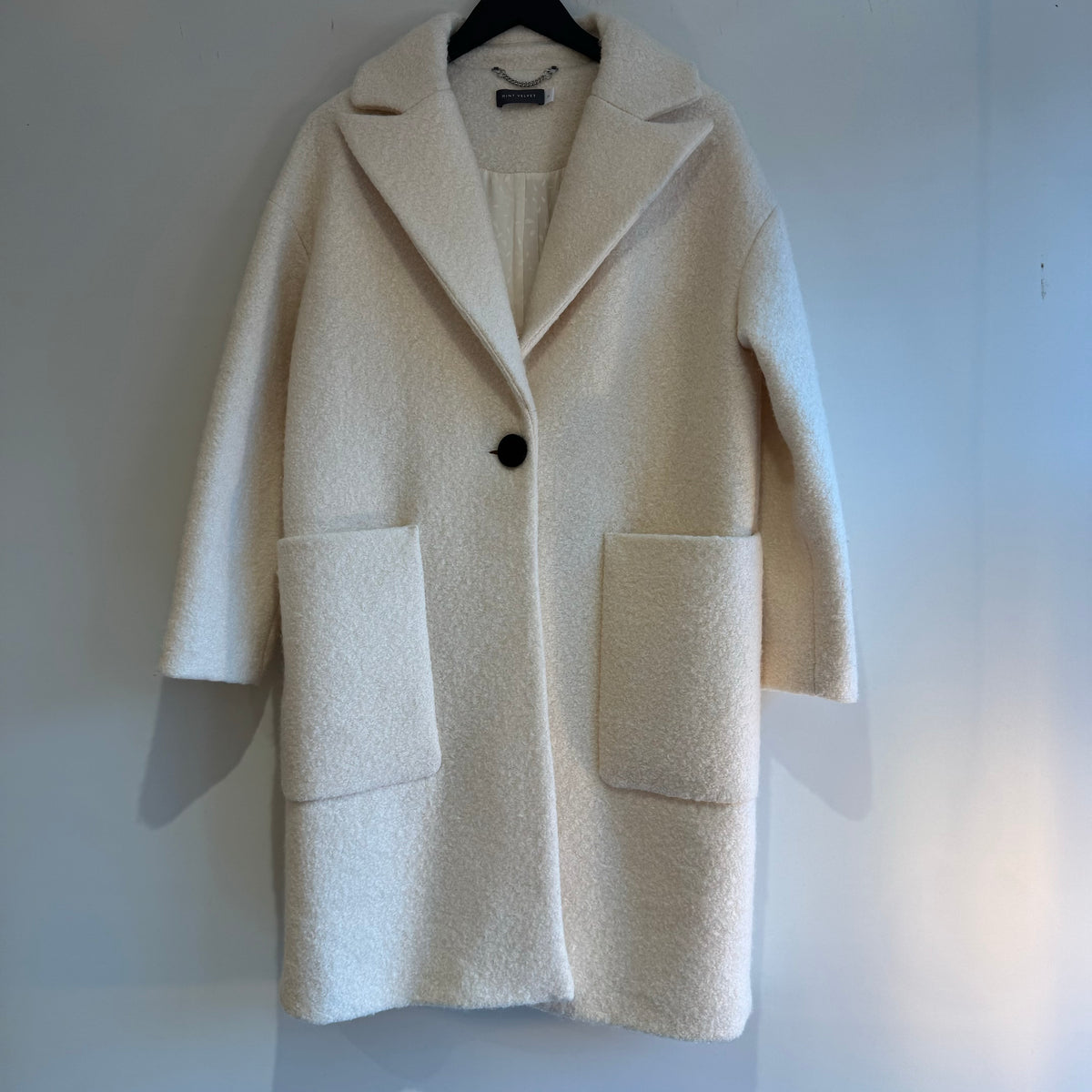 Mint Velvet boucle coat Cream Size 14