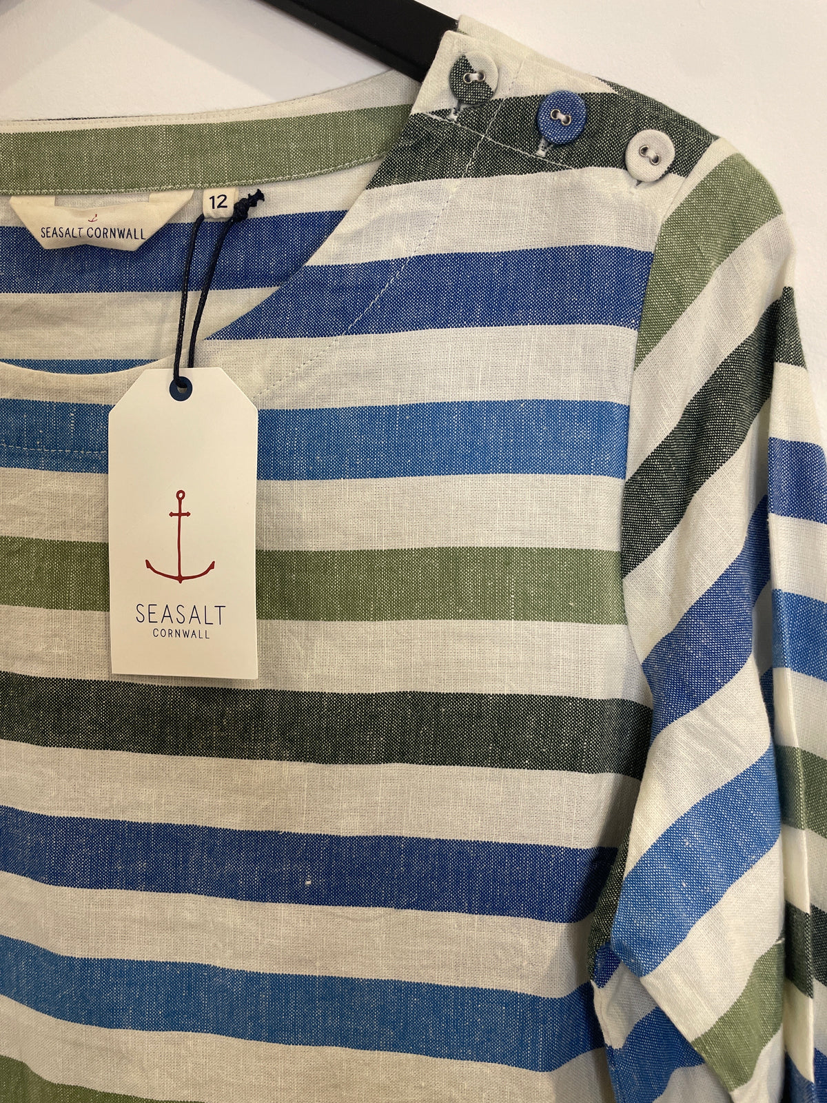 Seasalt Cornwall stripe tunic Ivory/Blue/Green Size 12