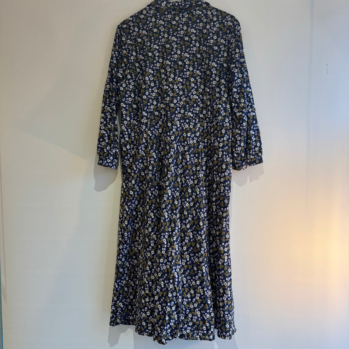 Seasalt Cornwall floral midi day dress Navy/Ochre/Lilac Size 18