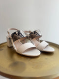 Moda In Pelle Block Heel Sandal Ivory/Snakeprint 38 UK 5