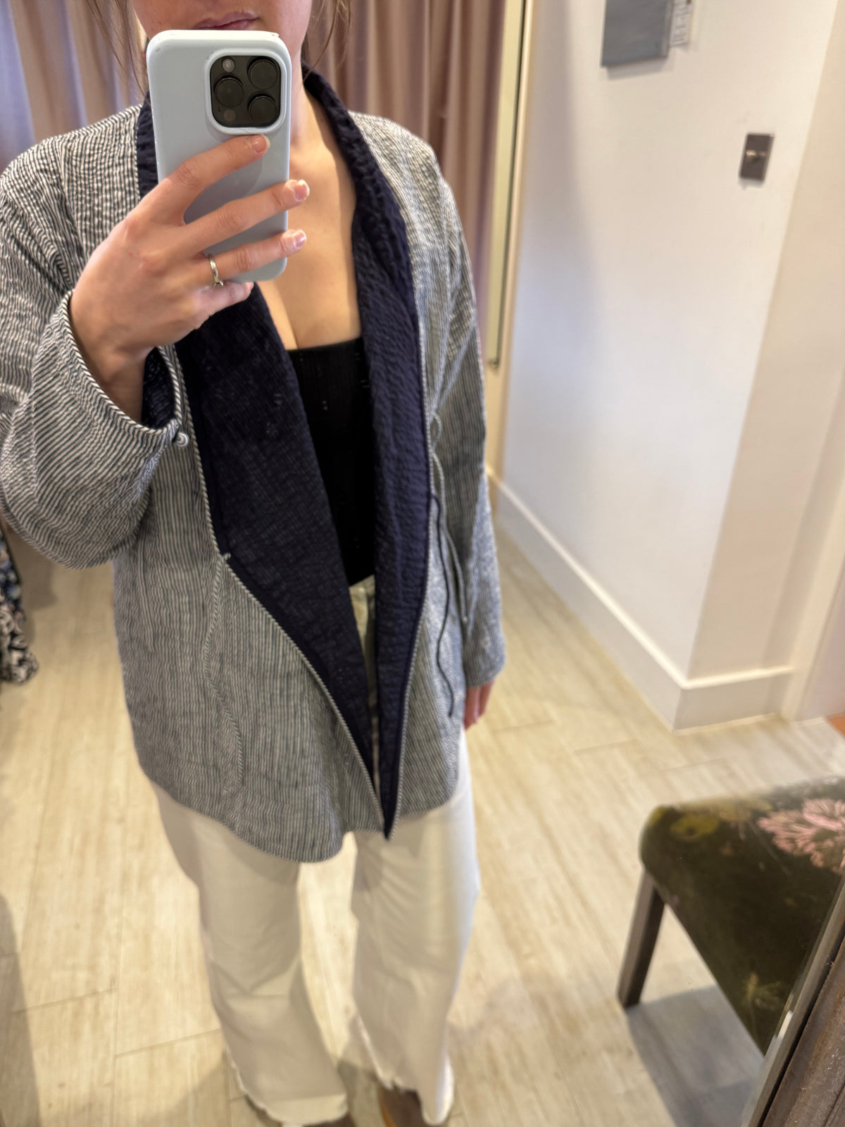 Unbranded Reversible stripe jacket Navy/White