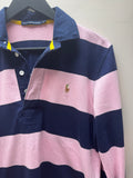 Ralph Lauren sport stripe polo Shirt Navy/pink - Size Large