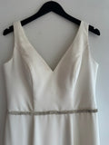 Satin gown embellished belt Ivory/silver Size 16