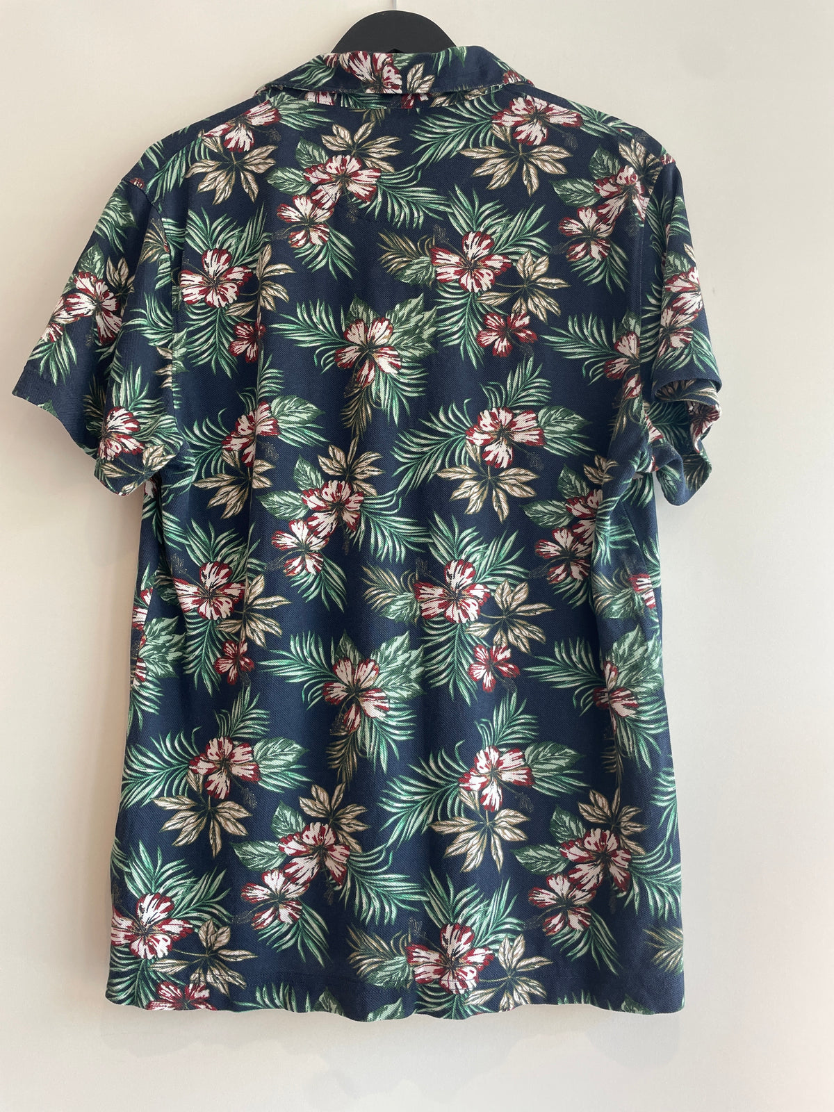 Izod Saltwater Polo Shirt Tropic print Navy/Green/Burg Size Large