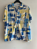 Percival SS Shirts Block Print Blues/Lemon Size Large