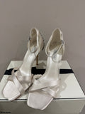 Dune ventian heel trim satin shoe Ivory Size 6