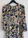 Oliver Bonas Midi Dress Floral Black/Pastel 10
