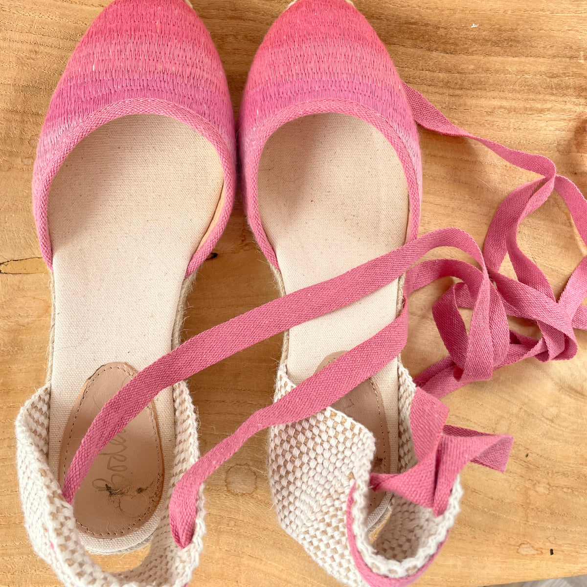 Boden woven espadrille Natural/pink Size 6