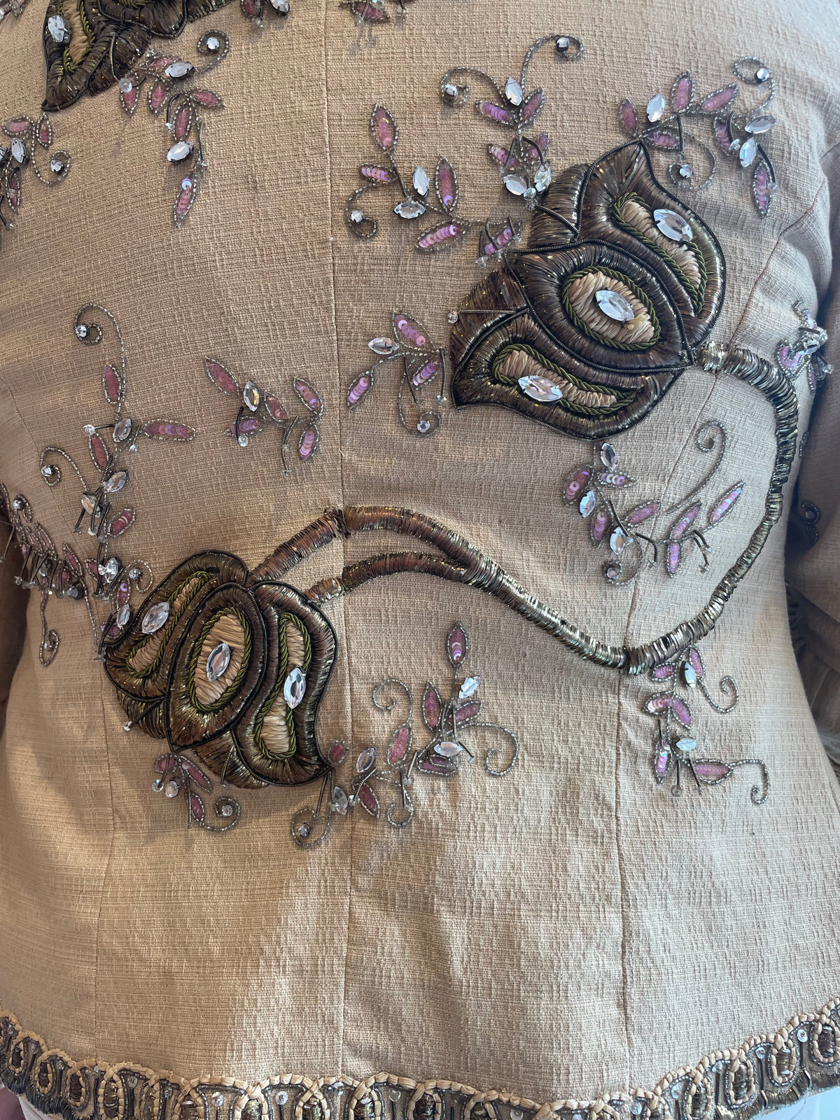Love Sex Money Collection Embellished Jacket Pale Gold/Antique Gold Size IT46