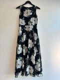 Hobbs Occasion Layer print dress Navy/Cream Floral 8