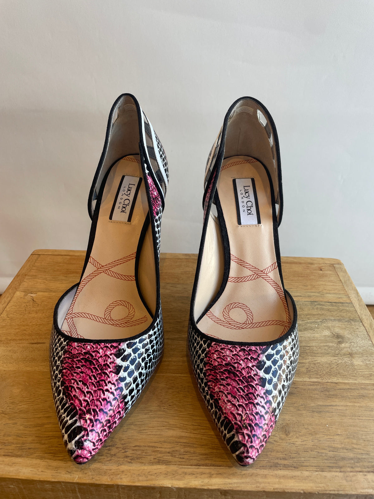 Lucy Choi Ayra snake print leather shoes Pink/Black Size 40