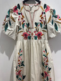 White Stuff embroidered puff sleeve midi dress Size 8R