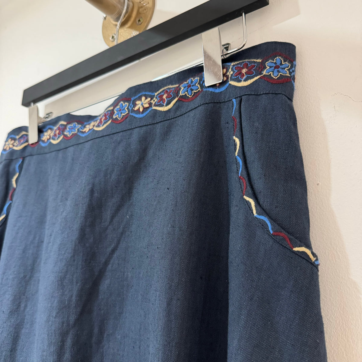 Beulah maxi embroidered skirt Navy 12