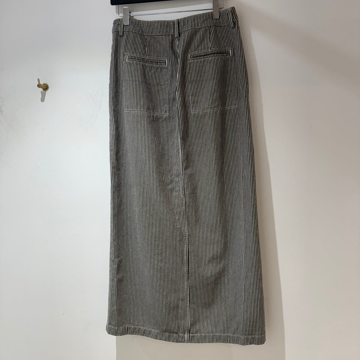 Hush Amalia stripe denim maxi skirt Dark Olive Size 10