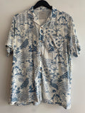 Percival SS Shirt Seabed print Pale Blue/Ivory Size Large