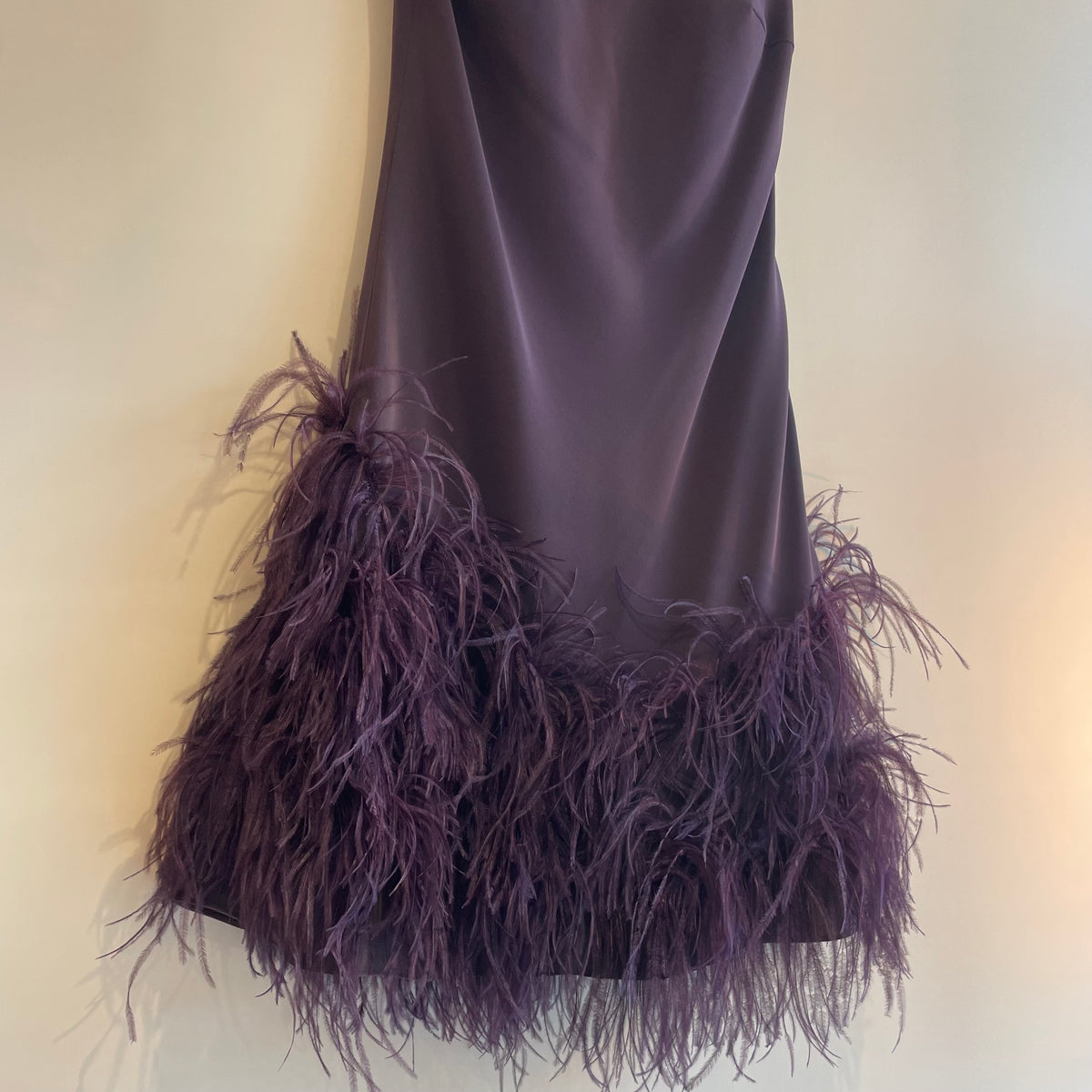 Irresistible marabou trim cocktail dress Aubergine Size 14