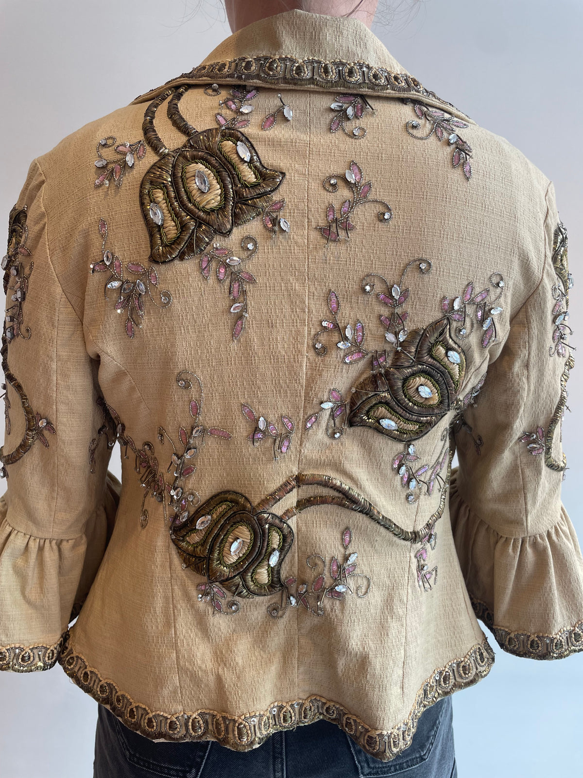 Love Sex Money Collection Embellished Jacket Pale Gold/Antique Gold Size IT46